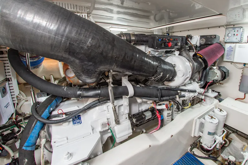 Slide: The Image of Engine room of 2008 Bertram 510 Convertible yacht. - 41