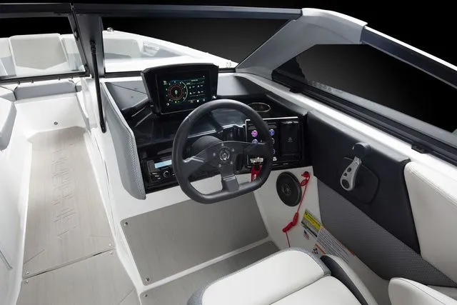 Slide: The Image of Interior of 2027 Scarab Jet Boats 235 SE with modern cockpit. - 11