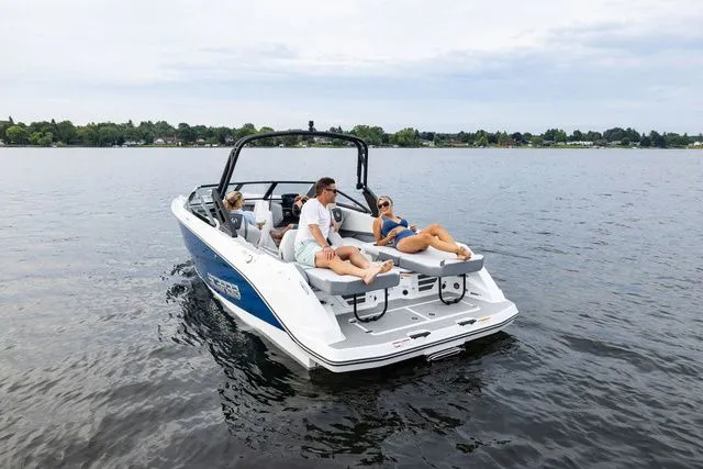 Slide: The Image of Scarab Jet Boats 235 SE 2027 on a calm lake. - 3