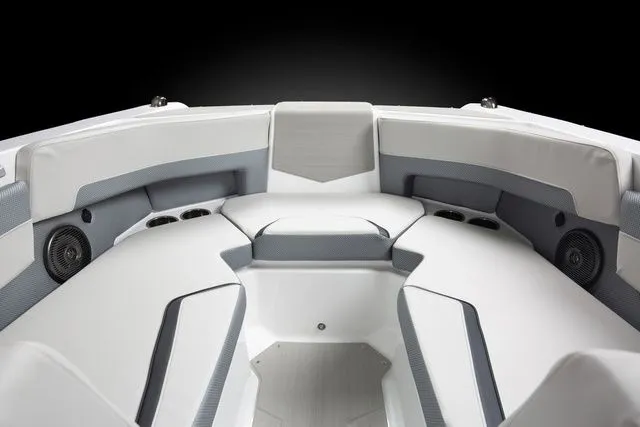 Slide: The Image of Interior of Scarab Jet Boats 235 SE 2027, featuring modern seating and speakers. - 8
