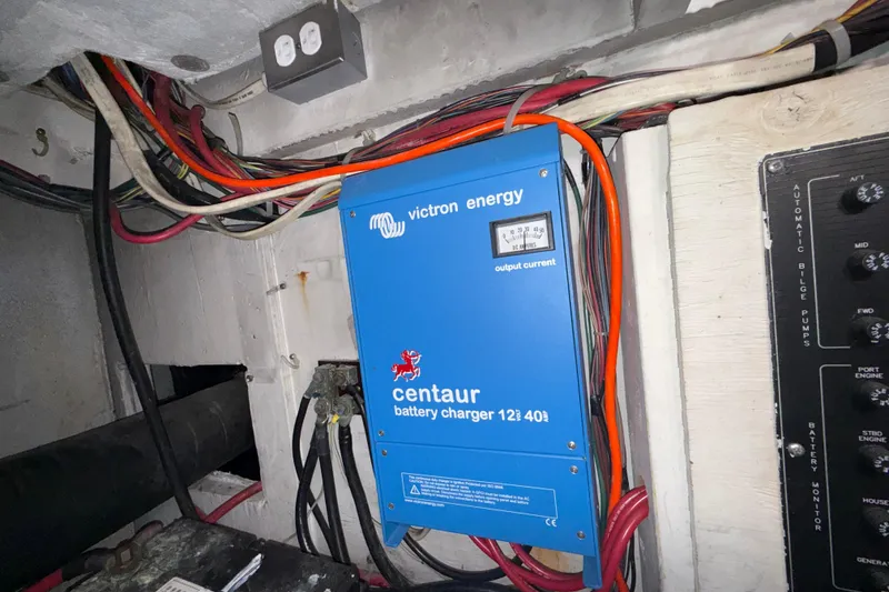 Slide: The Image of Victron Energy Centaur battery charger in 1997 Bayliner 3988 Command Bridge Motoryacht engine room. - 40