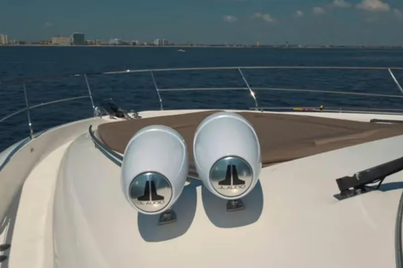 Slide: The Image of Prestige 550 S 2013 yacht deck with JL Audio speakers, ocean view. - 10