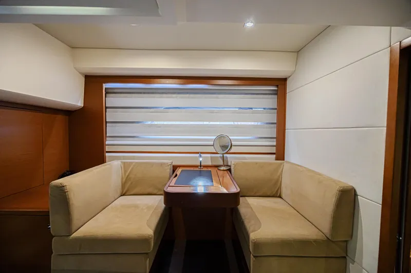 Slide: The Image of Luxurious interior of 2013 Prestige 550 S yacht with elegant seating and modern decor. - 34