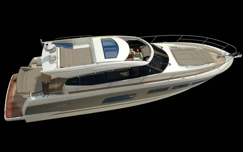 Slide: The Image of Manufacturer Provided Image: Prestige 550 S 2013 luxury yacht, aerial view, sleek design, spacious deck, modern amenities. - 51