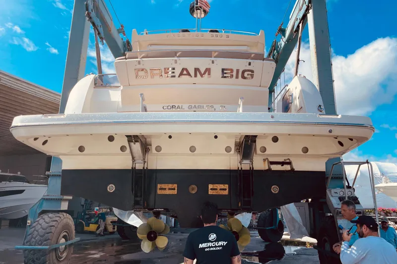 Slide: The Image of Prestige 550 S yacht "Dream Big" in dry dock, Coral Gables, 2013 model. - 61