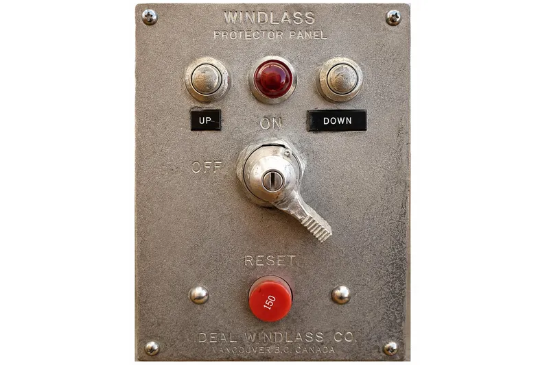 Slide: The Image of Windlass protector panel on 1989 Grand Banks 42 Classic boat. - 17