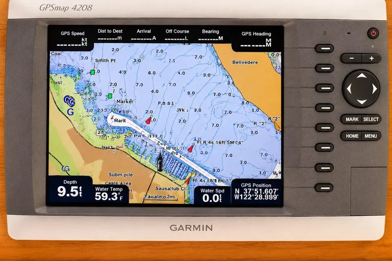 Slide: The Image of Garmin GPSmap 4208 displaying nautical chart on a 1989 Grand Banks 42 Classic. - 20