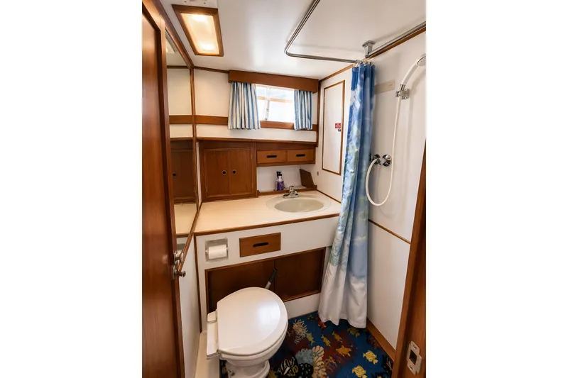 Slide: The Image of Bathroom interior of 1989 Grand Banks 42 Classic yacht with shower and sink. - 37