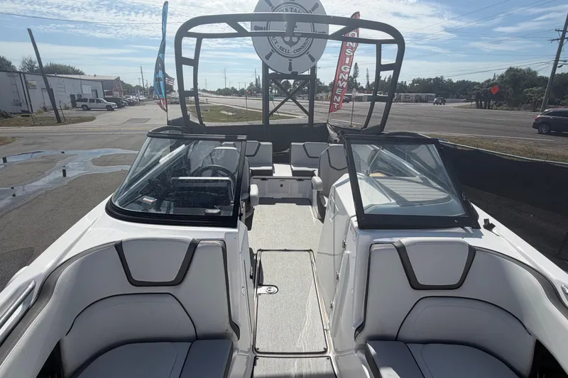 Slide: The Image of 2024 Yamaha Boats AR250 interior view, showcasing sleek seating and modern design. - 20