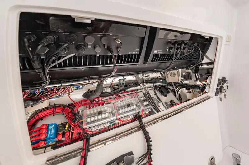 Slide: The Image of Electronics compartment of a 2023 Onslow Bay 41 boat. - 44