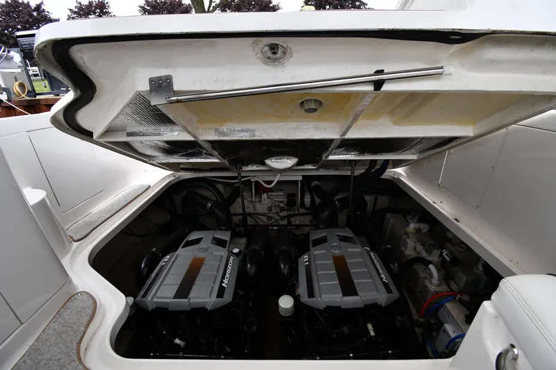 Slide: The Image of Engine compartment of a 2008 Sea Ray Sundancer 350 with twin Horizon engines. - 46