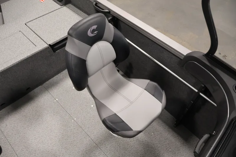Slide: The Image of 2026 Crestliner 1650 Hawk WT boat interior with a sleek, ergonomic seat design. - 38