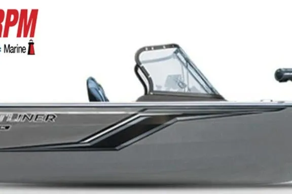 Slide: The Image of 2026 Crestliner 1650 Hawk WT boat side view with RPM Marine logo. - 53