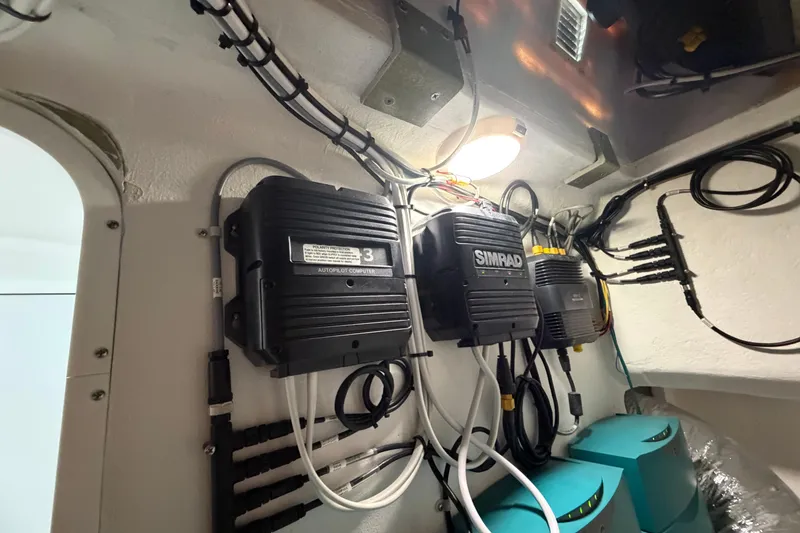 Slide: The Image of Marine electronics setup in a 2018 H&H Marine Osmond Beal boat. - 59