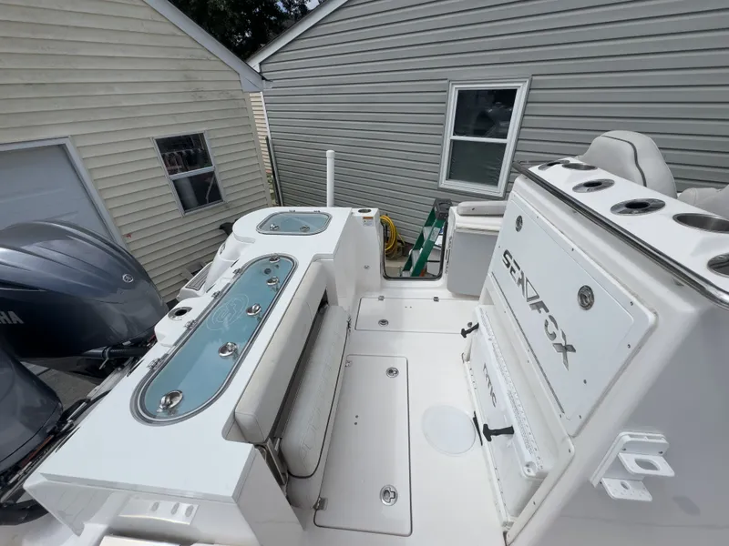 Slide: The Image of 2022 Sea Fox 288 Commander boat docked at harbor. - 14