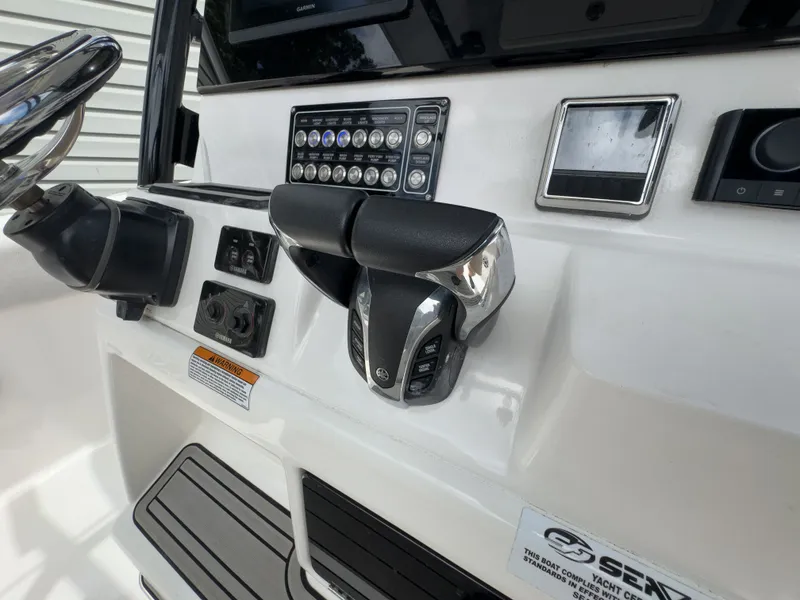 Slide: The Image of Control console of a 2022 Sea Fox 288 Commander boat. - 29