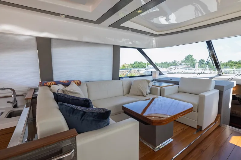 Slide: The Image of Luxurious interior of 2020 Tiara Yachts C53 Coupe with elegant seating and modern design. - 43