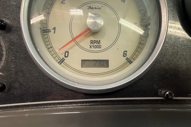 Slide: The Image of Close-up of a 2005 Maxum 3300 SCR tachometer showing RPM gauge. - 21