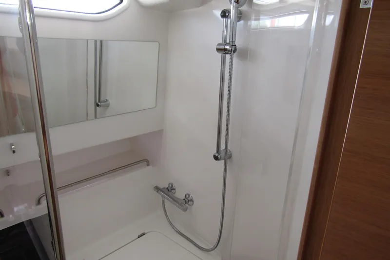 Slide: The Image of Modern shower area in 2025 Nimbus Tender 11 boat bathroom. - 27