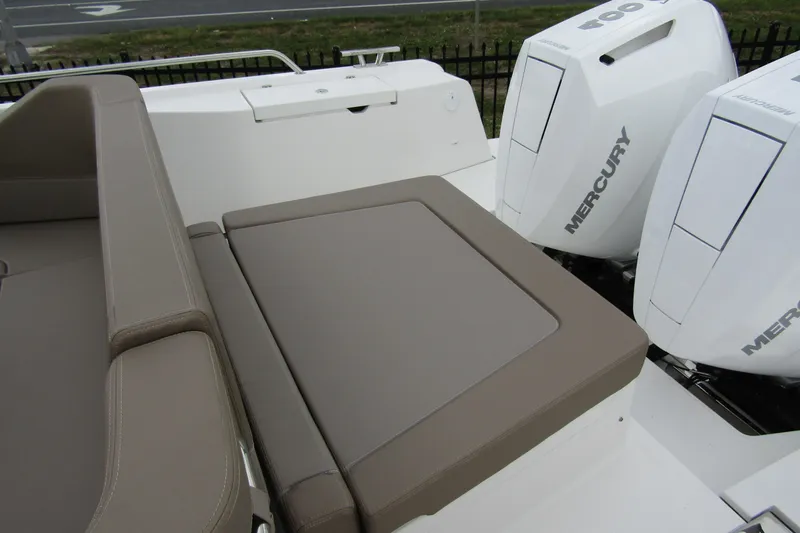 Slide: The Image of Nimbus Tender 11 boat with Mercury engines, featuring comfortable seating, 2025 model. - 42