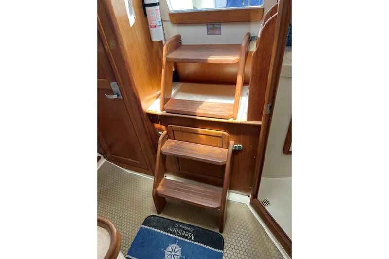 Slide: The Image of Wooden interior steps in 2001 Catalina 34 MkII sailboat cabin. - 12