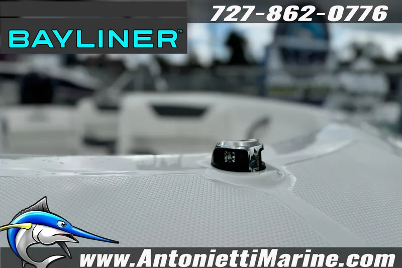 Slide: The Image of Bayliner Element E16 boat detail with logo and contact information. - 20