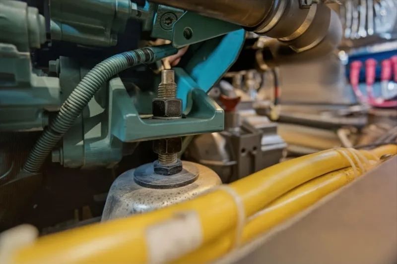 Slide: The Image of Close-up of 2005 Carver 39 Motor Yacht engine components and wiring. - 56
