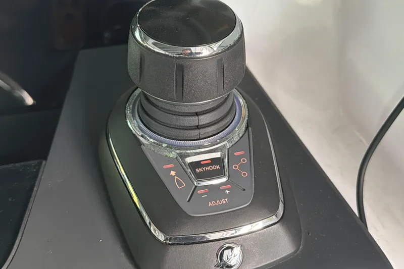 Slide: The Image of Joystick control panel in a 2022 Axopar Brabus 37 XC Cross Cabin boat. - 16