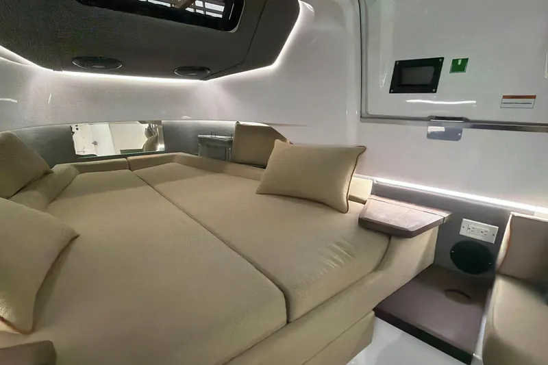 Slide: The Image of Luxurious interior cabin of 2022 Axopar Brabus 37 XC Cross Cabin with modern amenities. - 34