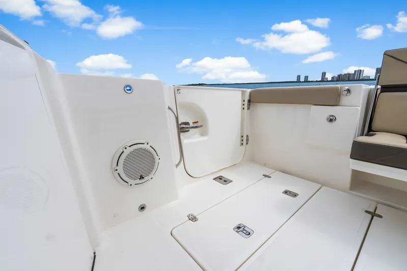 Slide: The Image of Interior of 2021 Pursuit DC 365 Dual Console with water view. - 42