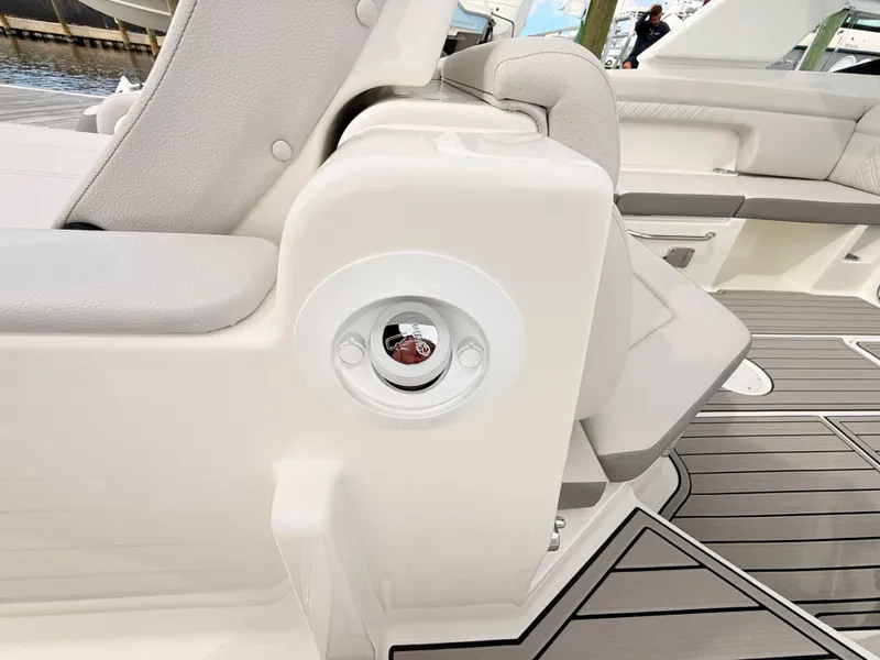 Slide: The Image of Close-up of a speaker on a Sea Ray SDX 290 Outboard boat. - 35