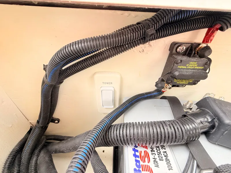 Slide: The Image of Close-up of cables and a switch inside a boat. - 40