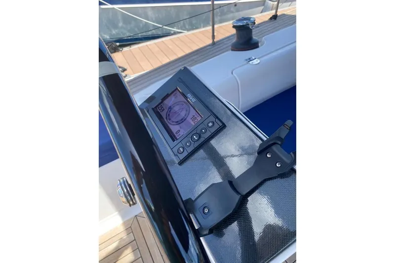 Slide: The Image of Sailing yacht Salona 44 (2015) cockpit with navigation display and winch. - 9