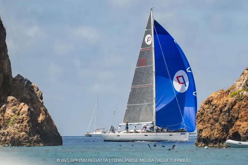 Slide: The Image of Sailing yacht Salona 44 (2015) navigating between rocky cliffs during a regatta. - 15