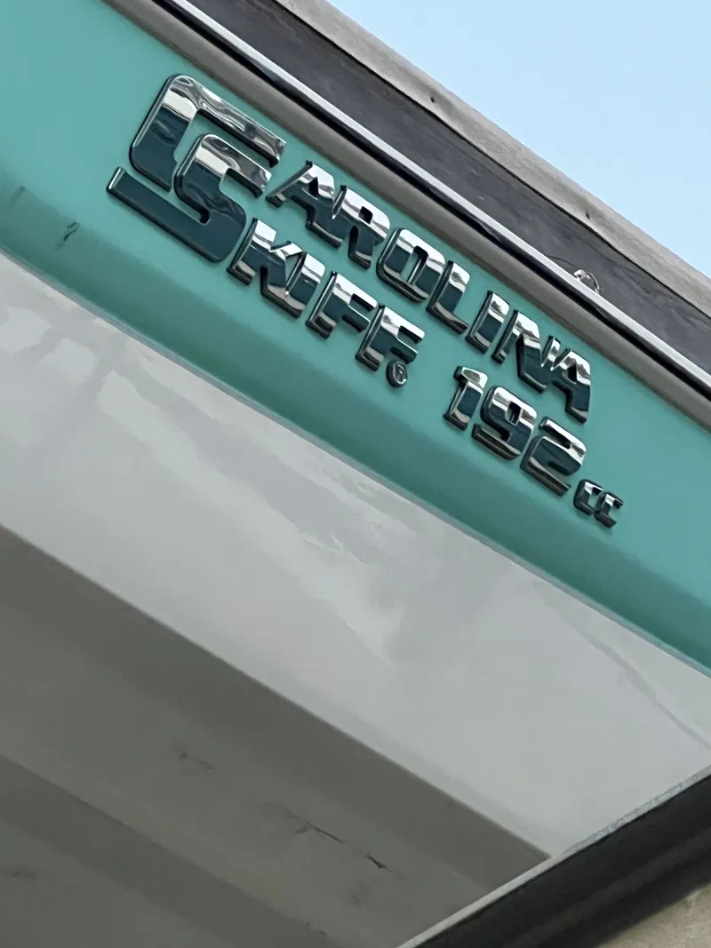 Slide: The Image of Close-up of Carolina Skiff 192 CC logo, 2020 model. - 1