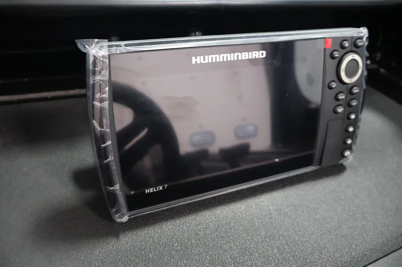 Slide: The Image of Humminbird Helix 7 fish finder on 2026 Crestliner 1850 Commander boat dashboard. - 14