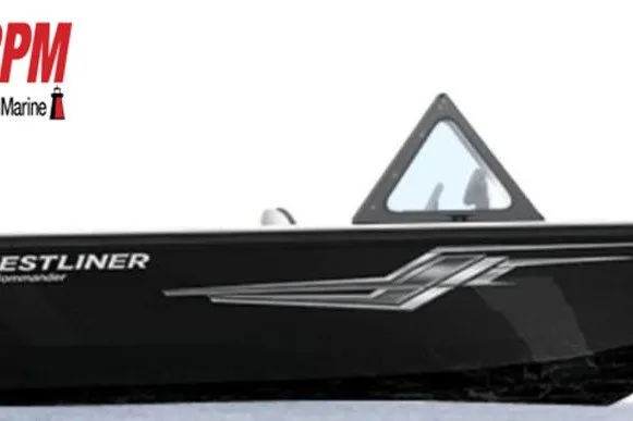 The Image of 2026 Crestliner 1850 Commander boat with sleek black design and modern graphics. - 3