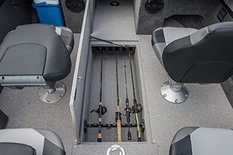 Slide: The Image of Interior of 2026 Crestliner 2050 Sportfish boat with rod storage and seating. - 8