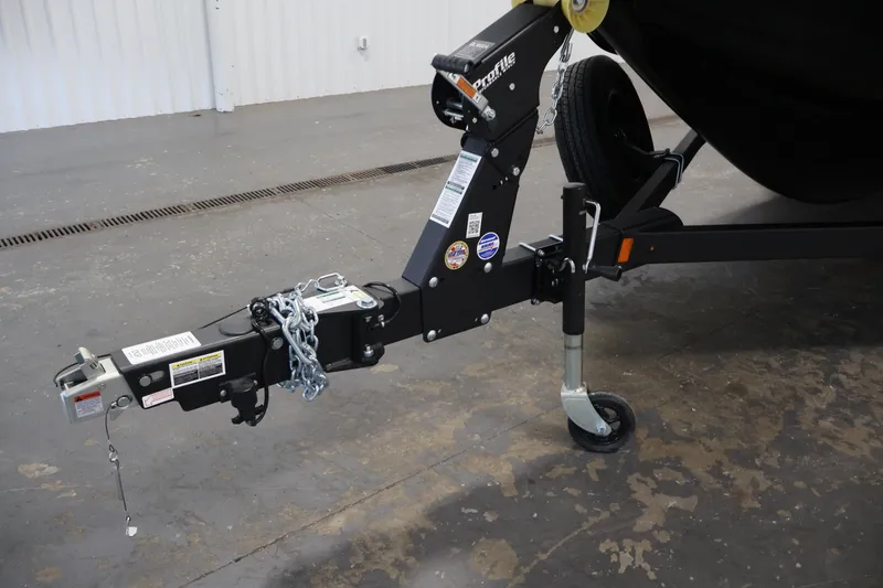 Slide: The Image of Trailer hitch of 2026 Crestliner 2050 Sportfish boat in a garage setting. - 38