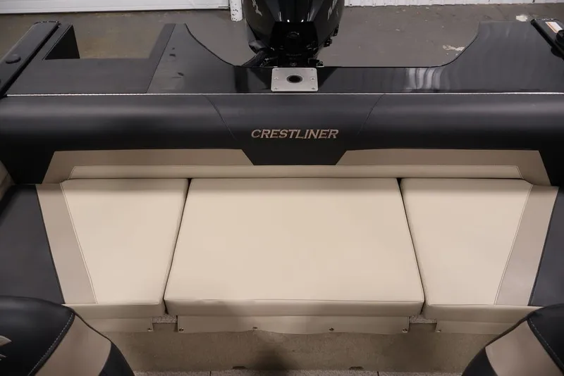 Slide: The Image of 2026 Crestliner 2050 Sportfish boat interior with beige and black seating. - 47