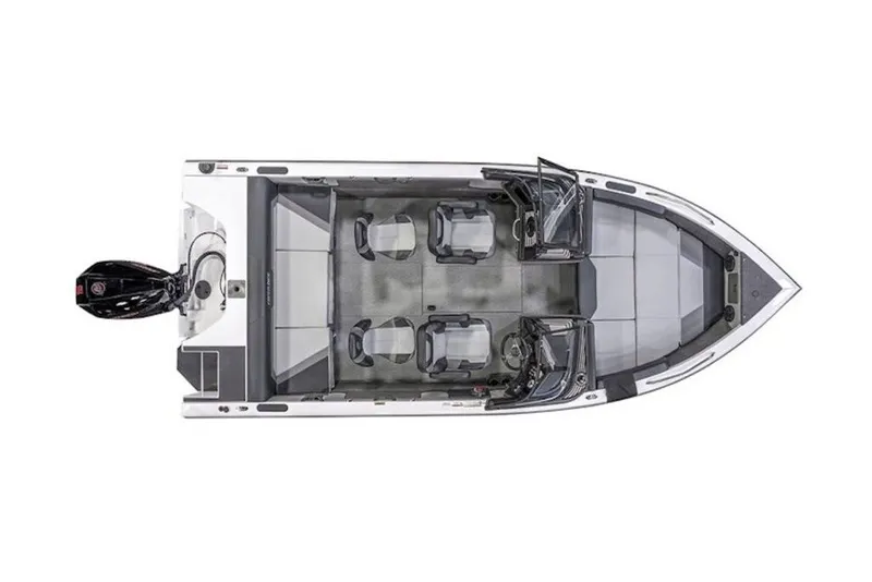 Slide: The Image of Top view of 2026 Crestliner 2050 Sportfish boat with seating and motor. - 42