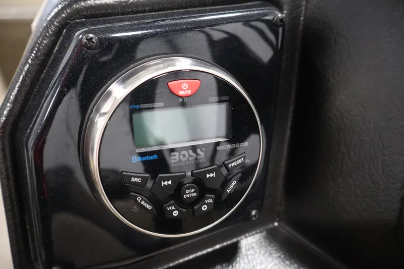 Slide: The Image of Audio system control panel on 2026 Crestliner 2050 Sportfish boat dashboard. - 22