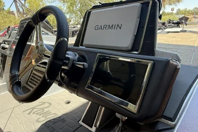 Slide: The Image of 2026 Ranger Z521R Cup-Equipped boat dashboard with Garmin navigation system. - 13