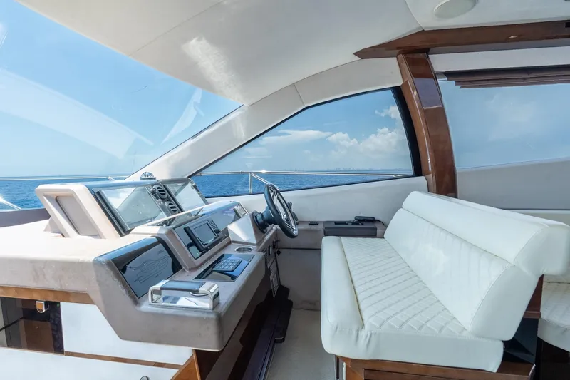 Slide: The Image of Luxurious interior of 2017 Galeon 550 Fly yacht with modern helm and ocean view. - 35