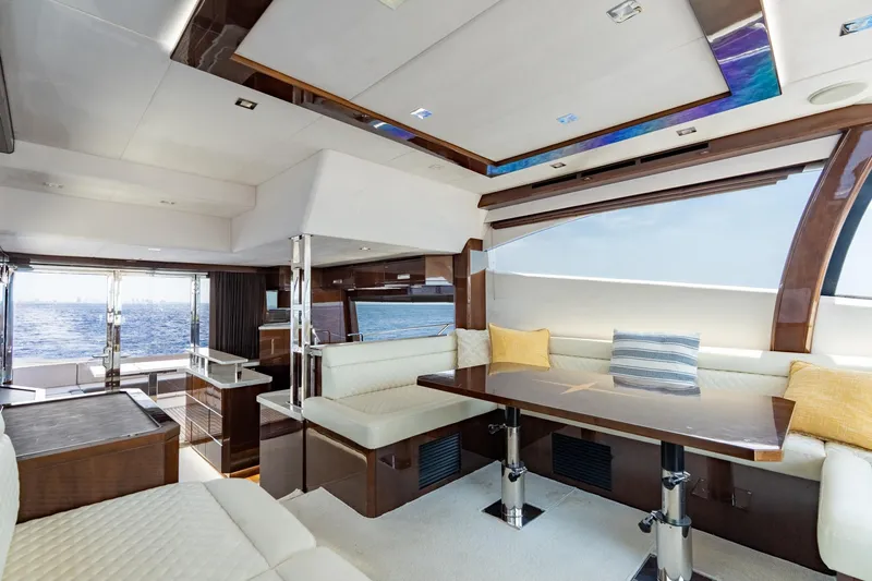 Slide: The Image of Luxurious interior of 2017 Galeon 550 Fly yacht with elegant seating and ocean view. - 29