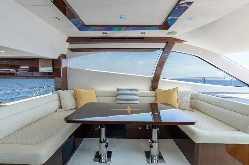 Slide: The Image of Luxurious interior of 2017 Galeon 550 Fly yacht with elegant seating and ocean view. - 34