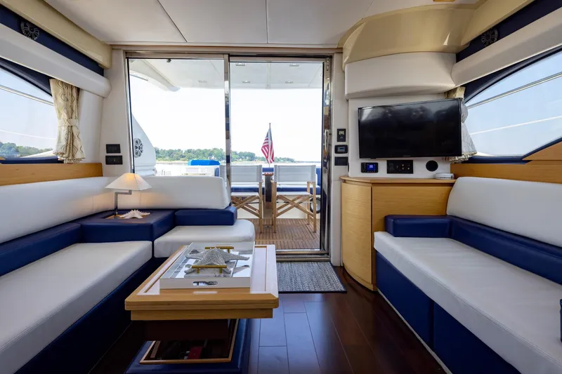 Slide: The Image of Luxurious interior of a 2007 Azimut 43 yacht with elegant seating and modern amenities. - 7