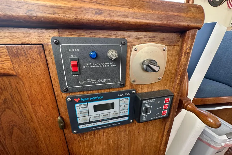 Slide: The Image of Control panel on a 1973 CHB 33 boat with LPG and electrical systems. - 22