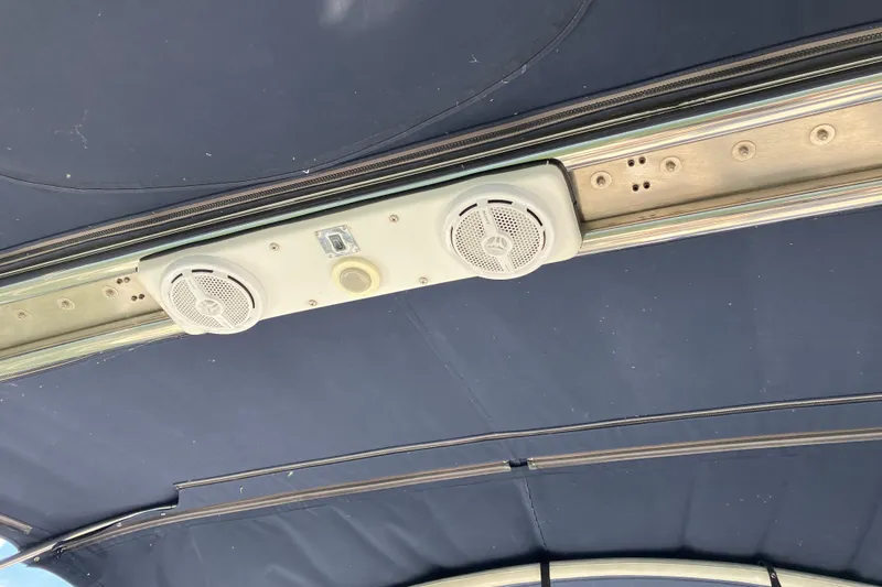 Slide: The Image of Ceiling speakers and light fixture on a 2005 Hunter 36 boat. - 28
