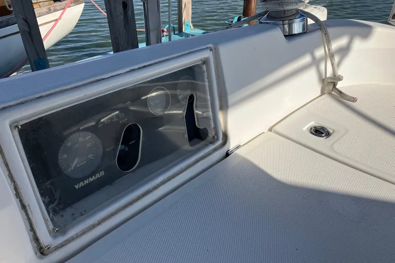 Slide: The Image of Control panel of a 2005 Hunter 36 sailboat with Yanmar engine gauges. - 26